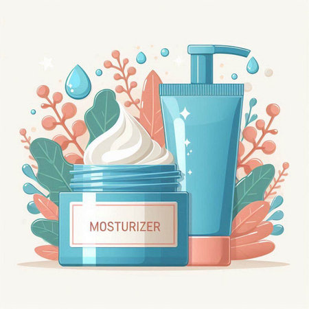 Cosmetic products with cream and lotion, vector illustration in flat styleのイラスト素材