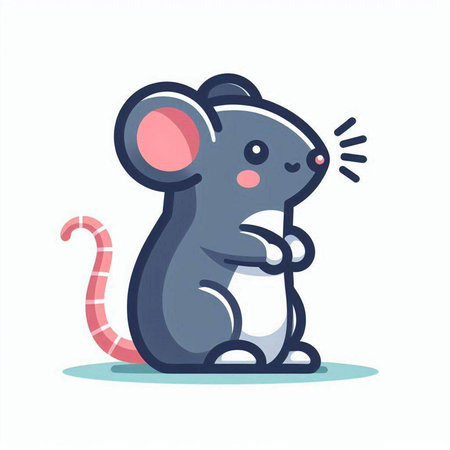 Cute cartoon mouse. Vector illustration isolated on a white background.のイラスト素材