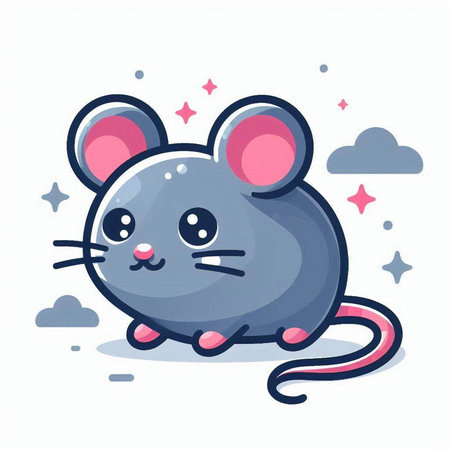 Cute mouse. Vector illustration in cartoon style. Isolated on white background.のイラスト素材