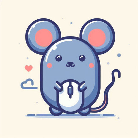 Cute mouse cartoon vector illustration. Cute mouse character design.のイラスト素材