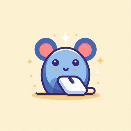 Cute mouse with a sheet of paper. Vector flat illustration.のイラスト素材