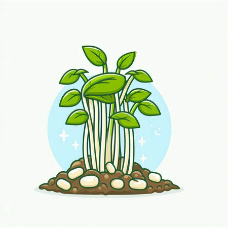 Seedling illustration. Vector illustration of sprout growing in soil.のイラスト素材