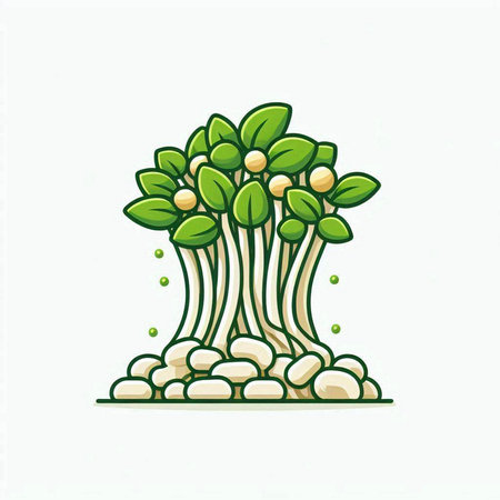 Illustration of a tree with green sprouts on a white backgroundのイラスト素材