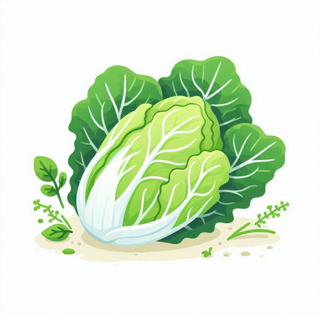 Fresh chinese cabbage. Vector illustration isolated on a white background.のイラスト素材