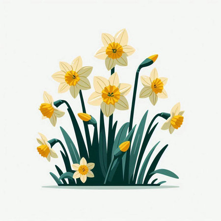 Narcissus flowers. Narcissus in spring. Vector illustration.のイラスト素材