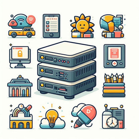 Set of modern thin line icons for cloud computing. Modern vector illustration.のイラスト素材
