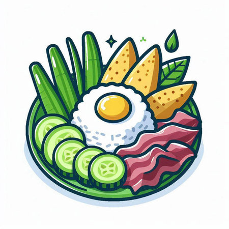 Illustration of japanese food with egg and cucumber.のイラスト素材