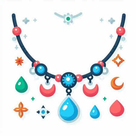 Necklace with water drops. Vector illustration in flat style.のイラスト素材