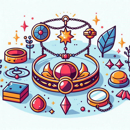 Jewelry, jewelry and accessories concept. Vector illustration in cartoon style.のイラスト素材