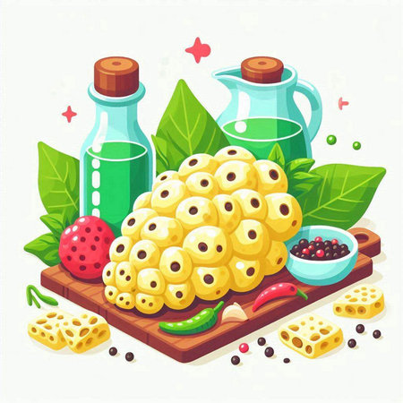 Illustration of ingredients for cooking italian pasta. Vector illustration.のイラスト素材