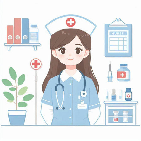 Nurse in medical uniform. Vector illustration of a female doctor.のイラスト素材