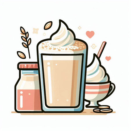 Illustration of a glass of milkshake with whipped cream and ice creamのイラスト素材