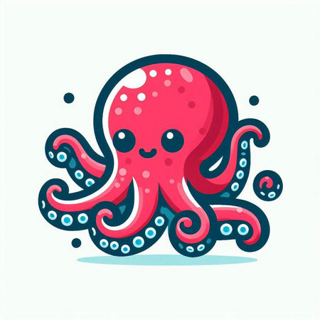 Cute cartoon octopus on a white background. Vector illustration.のイラスト素材