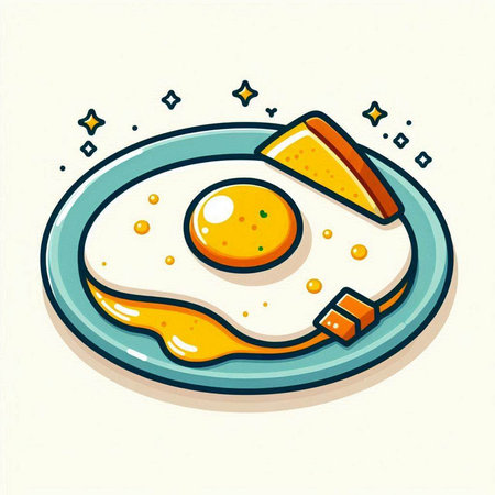 Fried egg icon in flat style isolated on white background. Vector illustration.のイラスト素材