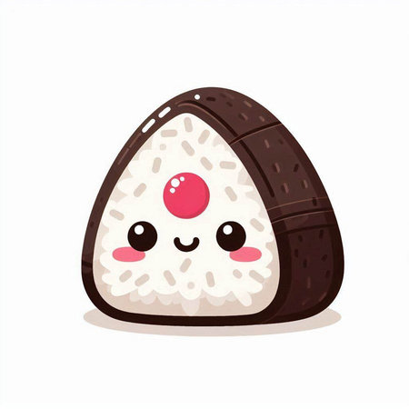 Cute kawaii rice ball. Kawaii vector illustration.のイラスト素材