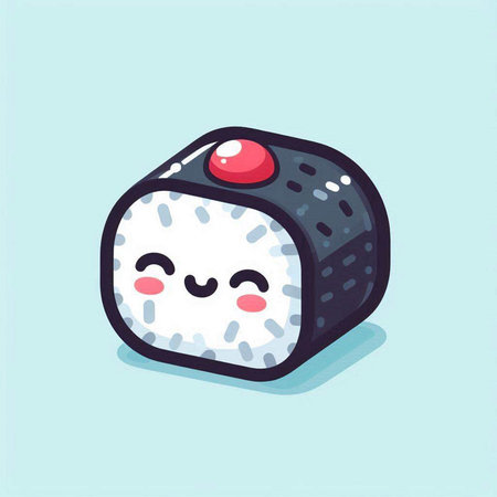 Cute kawaii sushi roll. Vector illustration in cartoon styleのイラスト素材