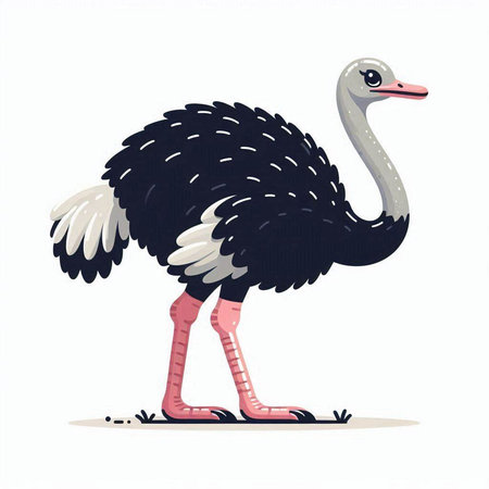 Illustration of an ostrich isolated on a white background - vectorのイラスト素材