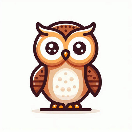 Cute cartoon owl isolated on a white background. Vector illustration.のイラスト素材