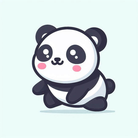Cute cartoon panda. Animal character. Vector illustration in a flat style.のイラスト素材