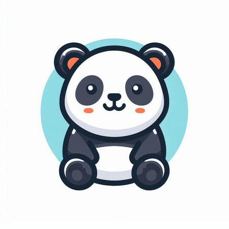 Cute panda icon. Vector illustration in a flat style.のイラスト素材