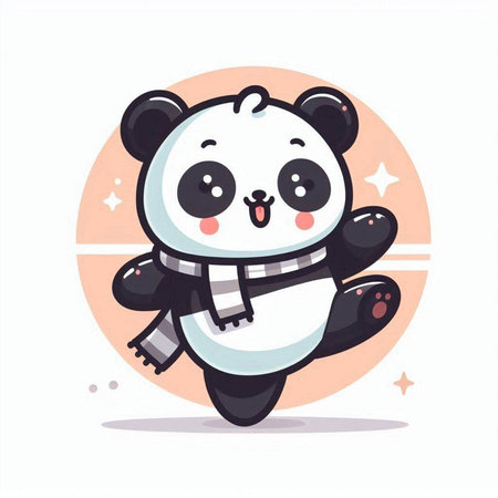Cute cartoon panda vector illustration. Cute panda character designのイラスト素材
