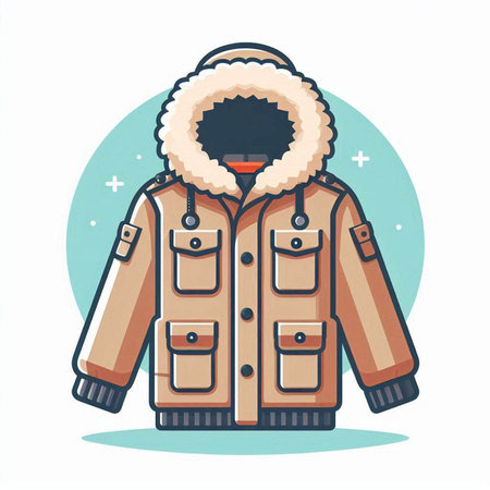 Winter jacket. Vector illustration in a flat style on a white background.のイラスト素材