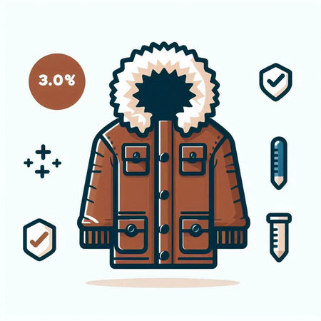 Winter jacket. Vector illustration in flat style. Isolated on white background.のイラスト素材