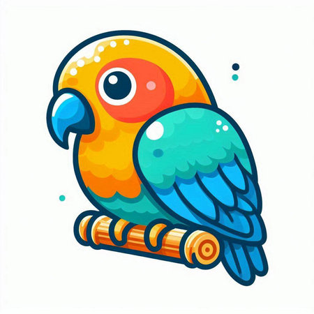 Cute parrot isolated on white background. Vector illustration in cartoon style.のイラスト素材