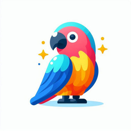Cute parrot. Colorful vector illustration in cartoon style.のイラスト素材
