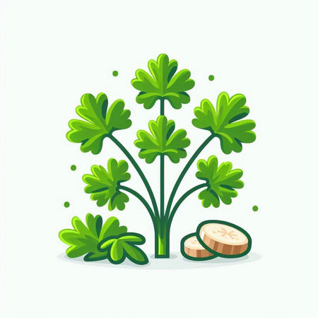 Parsley vector illustration isolated on white background. Cartoon style.のイラスト素材