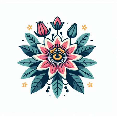 Hand drawn vector illustration with floral elements and flowers in vintage style.のイラスト素材