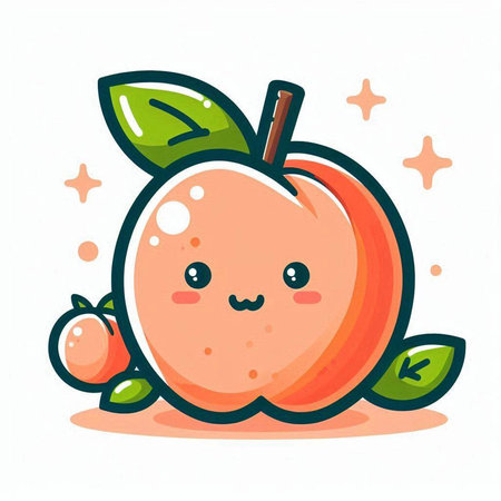 Cute peach fruit character vector illustration. Cute peach fruit character design.のイラスト素材