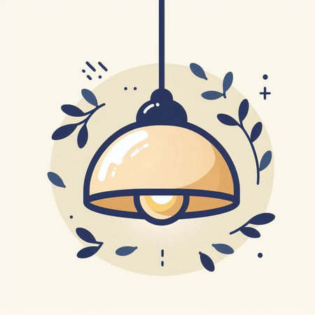 Vector illustration of a lamp in doodle style on white backgroundのイラスト素材