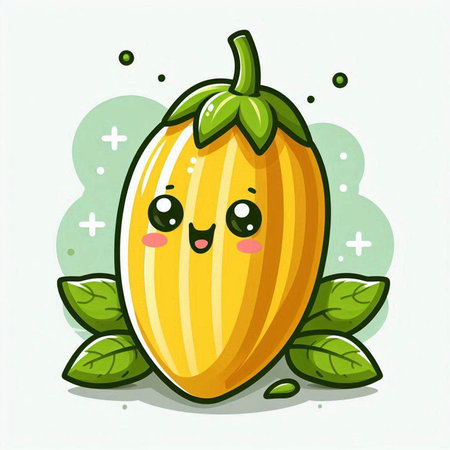 Illustration of a Cute Melon Fruit Character Mascotのイラスト素材