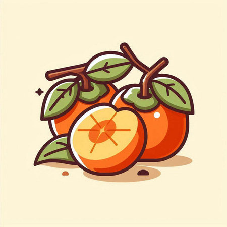 Persimmon fruit icon. Vector illustration of persimmon fruit.のイラスト素材