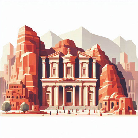 Illustration of the ancient city of Petra, Jordan, Middle Eastのイラスト素材