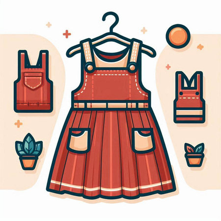 Clothes and accessories. Vector illustration of a woman's dress.のイラスト素材