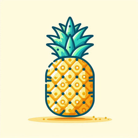 Pineapple icon. Vector illustration in flat style. Isolated on white background.のイラスト素材