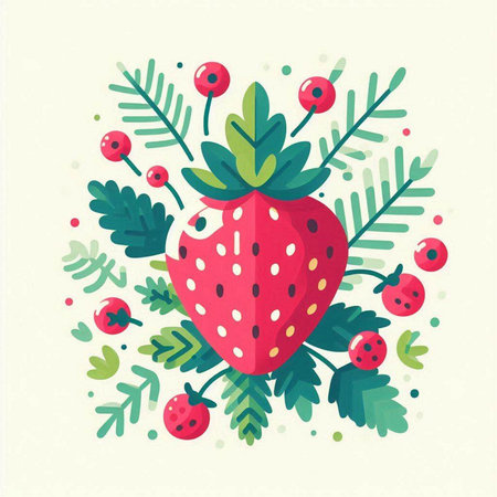 Strawberry vector illustration. Fresh berry in flat style.のイラスト素材