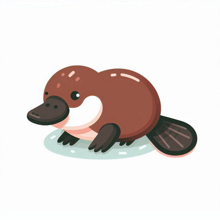 Cute cartoon platypus. Vector illustration isolated on white background.のイラスト素材