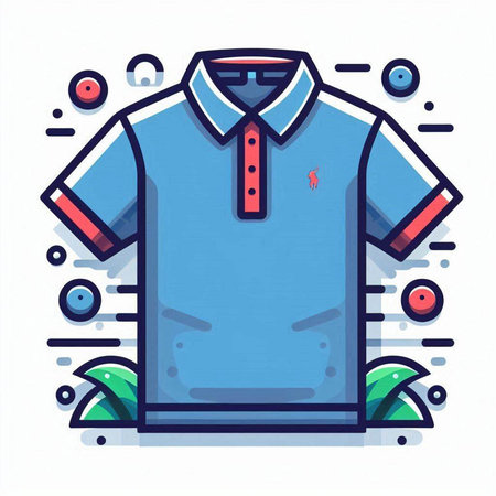 Blue polo shirt on white background. Vector illustration in flat style.のイラスト素材