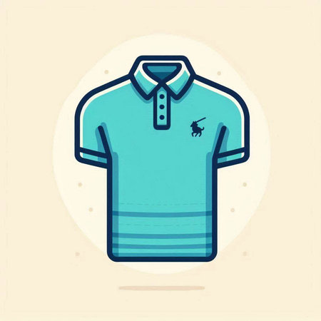 Blue polo shirt icon. Vector illustration in flat design style.のイラスト素材
