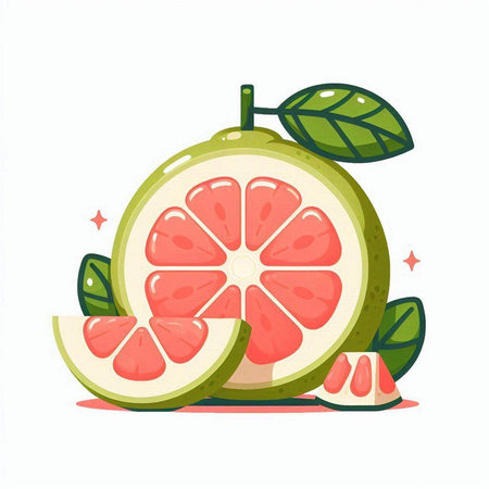 Grapefruit vector illustration isolated on white background. Cartoon style.のイラスト素材