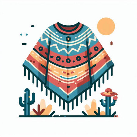 Vector illustration of colorful poncho in scandinavian styleのイラスト素材