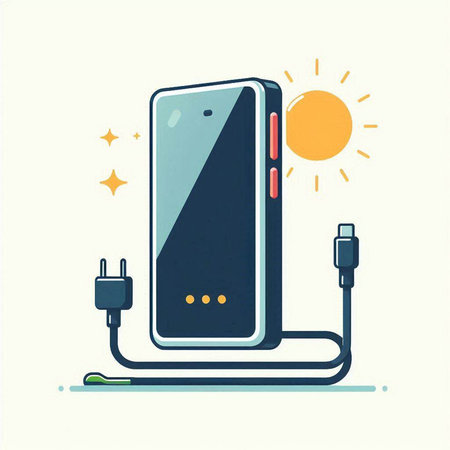 Smartphone with charging cable. Vector illustration in flat cartoon style.のイラスト素材
