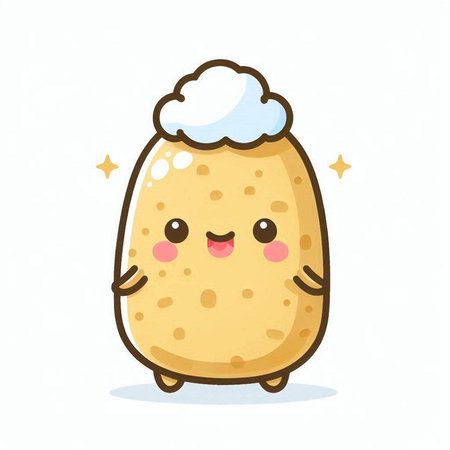 Cute kawaii potato character. Vector cartoon character illustration.のイラスト素材