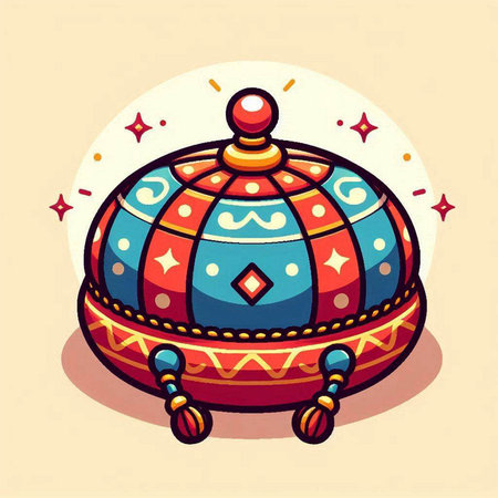 Colorful vector illustration of indian hat. Boho style.のイラスト素材