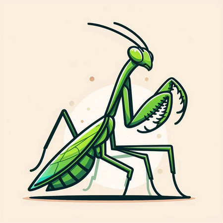 Praying mantis. Hand drawn vector illustration of praying mantis.のイラスト素材