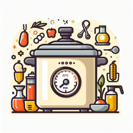Vector illustration of modern cooking concept. Colorful flat line art design for web, site, advertising, banner, poster and print.のイラスト素材