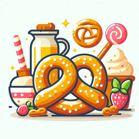 Vector illustration of a set of elements for baking. Pastry and bakery.のイラスト素材